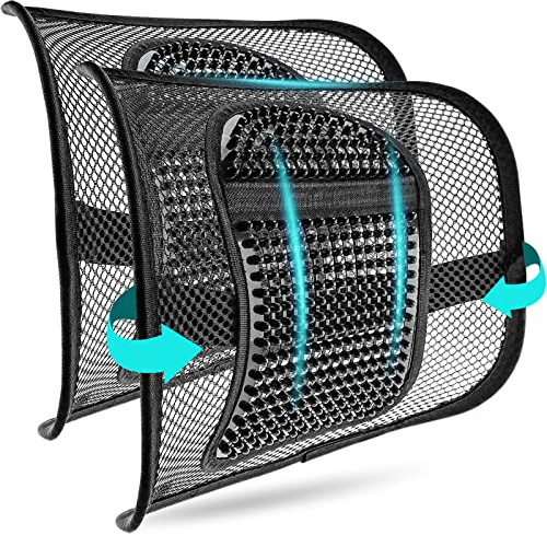 m zimoon Lordosenstütze Mesh, Massage Lordosenstütze Ergonomische, Lendenkissen Rückenkissen Taille Rückseite Lendenwirbelstütze für Auto, Bürostuhl, Arbei und Zuhause(2 Stück)