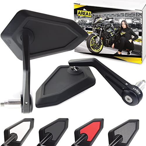 Area1 Motorrad Spiegel Lenkerendenspiegel CNC kompatibel mit Duke 125, 200, 690, Duke R / 2x Spiegel kompatibel mit 620 E Duke (V54 / Schwarz)