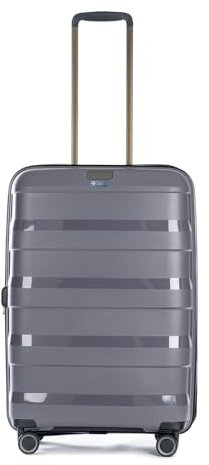 Stratic Straw + Hartschalen-Koffer Trolley Koffer groß Reisekoffer, nachhaltig, 4 Rollen, erweiterbar, TSA-Schloss (Größe M, dunkel grau)