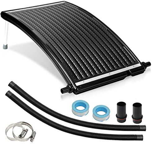 Lospitch Solarkollektor Solar Poolheizung, 15 L Wasserinhalt, 110 x 69 x 14 cm, 10.000 l/h Durchflussmenge, Anschluss Ø 38 mm, Heizungen Solaranlage für Beheiztes Poolwasser