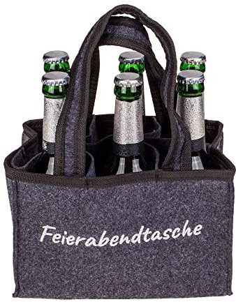 Kopfsalat Herrenhandtasche mit gesticktem Logo Feierabendtasche - Filz Flaschentasche für 6 Flaschen Bier