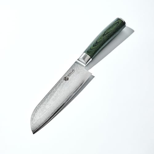 HexClad Santoku Knife, 18 cm Japanese Damascus Stainless Steel Blade, Full Tang Construction, Pakkawood Handle