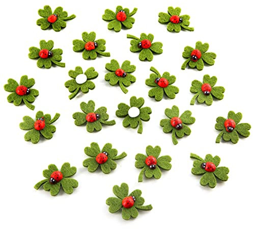 Logbuch-Verlag 24 kleine Kleeblätter mit Marienkäfer zum Kleben - Glückssymbol Glücksbringer Tischdeko 4 cm