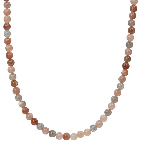 ELEDORO echter Multicolor Mondstein Halskette Collier für Damen aus Silber 925 vergoldet Karabiner 6mm 48cm plus 5cm lang