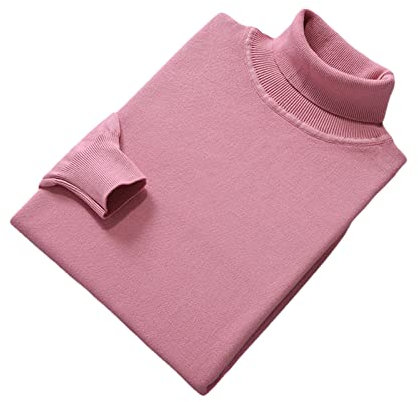 Vogrtcc Pull d'hiver à manches longues et col roulé pour homme, rose, XL