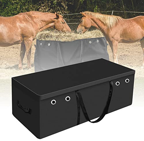 Heuballen-Tasche, 44.4x57.8x48.7 cm, extra groß, Heuballen-Aufbewahrungstasche, schwarz, strapazierfähig, für Pferde, Aufbewahrungsbehälter für Pferdefutter, Futteranhänger