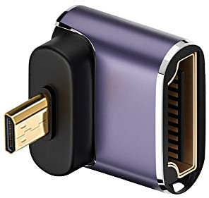cablecc Abgewinkelter Micro-HDMI-Stecker auf HDMI 2.1-Buchse, UHD-Verlängerung, Gold-Konverter, Adapter, unterstützt 8K 60Hz HDTV