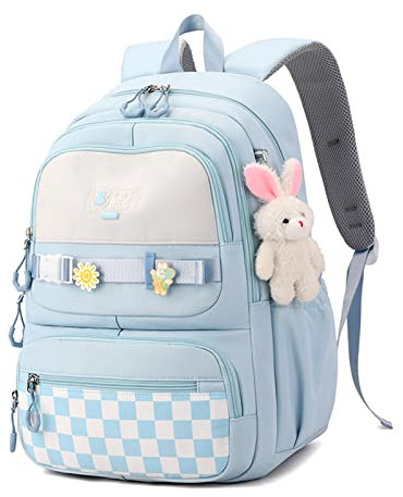 JANSBEN Schulranzen Jungen Schulrucksack mädchen Teenager Schultasche rucksäcke Sporttasche Daypack für Schule Ranzen höhenverstellbar Viele Fächer Laptopfach School Bags Blau Nylon(21L)