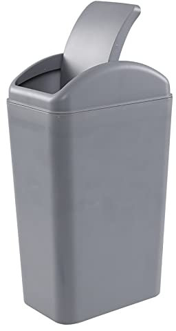 Joyeen 14 L Trash Can with Swing Lid, Plastic Kitchen Waste bin, Grey