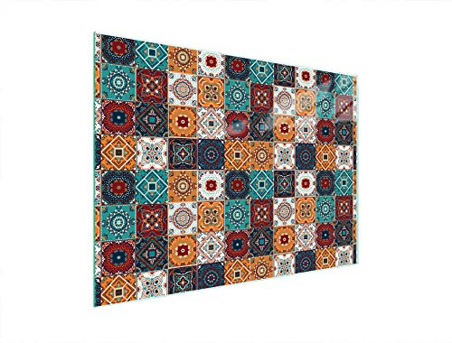 DarHaus Couvercle pour plaque de cuisson universelle en céramique, à induction, Planche à découper en verre 40 x 30 cm, protection anti-éclaboussures, plaque en verre, cuisine, Mosaïque Pièce