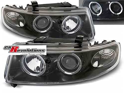 LED Angel Eyes Scheinwerfer in schwarz für Seat Leon 1M Toledo 99-04