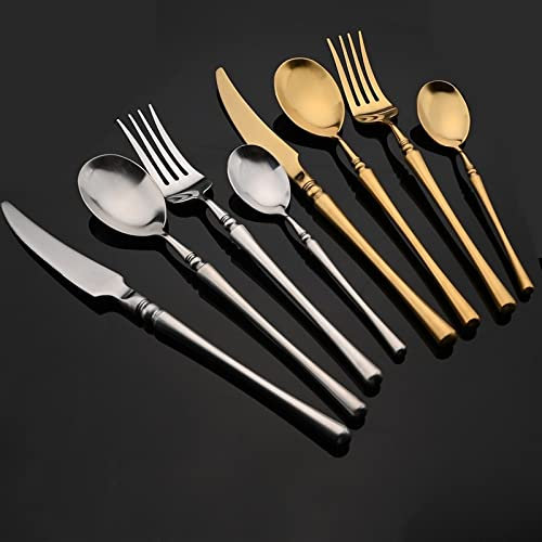 Uk_18_knife 1/2/4/6 Set da tavola Set di posate da tavola nero/oro opaco Set di posate in acciaio inossidabile 304 Coltello Forchetta Paletta Argenteria (Color : Gold, Size : 2Set)