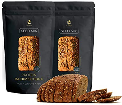 Keto Brot Backmischung Seed Mix 2x200g. - für 1,1 kg Brot | Eiweissbrot-Alternative | Ohne Getreide | Testsieger vergleich.org | Paleo | Glutenfrei | Low Carb | Ketogene Lebensmittel