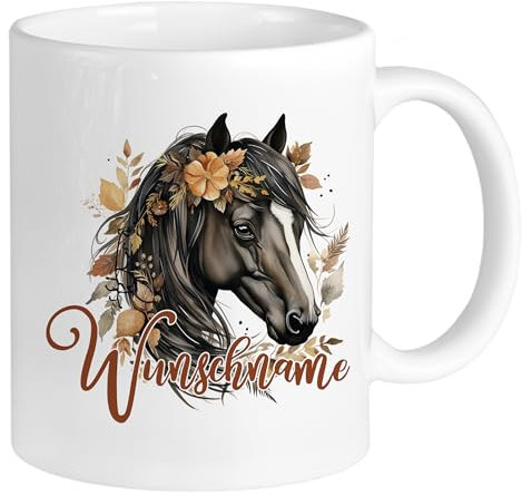 GRAZDesign Tasse cheval marron avec nom personnalisé, tasse pour fille de cheval, cadeau en céramique, 330 ml