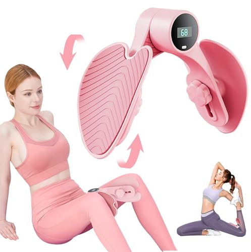 Oberschenkeltrainer, Beckenboden Trainer Damen, Gesäß Trainer, Intelligenter Zählchip, Einstellbarer Widerstand, Reparatur der Beckenbodenmuskulatur, Sportgeräte für Hüften, Beine, Arme (Rosa)