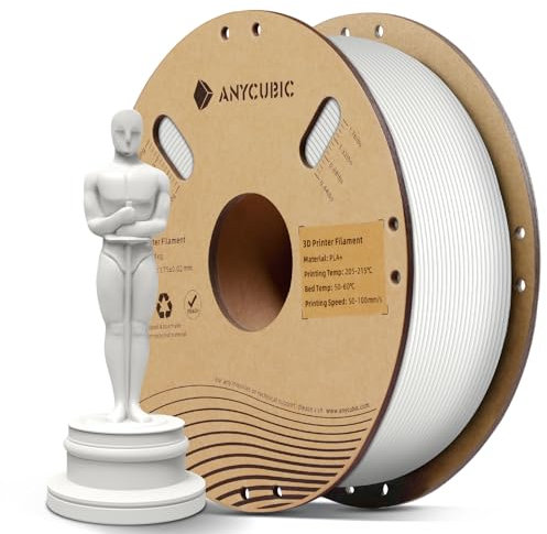 ANYCUBIC PLA Plus Filament, 1.75mm PLA+ Filament Weiß, 3D Drucker Filament für Intelligentes Drucken, 1KG