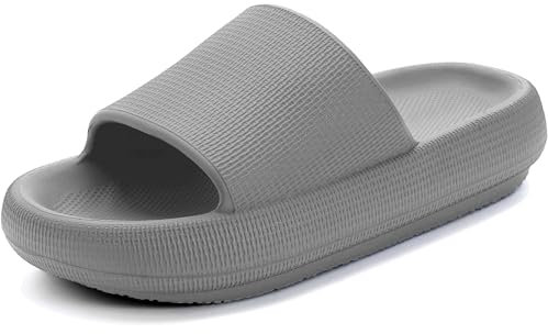 Misolin Ciabatte Donna Estive Nuvola Pantofole Uomo Doccia Sandali Comode Piscina Spiaggia Antisudore Slide Antiscivolo Scarpe da casa Interni ed Esterni,Grigio 39/40 EU