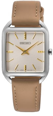 SEIKO Damen Analog Quarz Uhr mit Leder Armband SWR089P1
