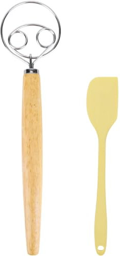 PZJFH Batidor de Masa Danés, Mezclador de Masa de Cocina de 13 pulgadas, Batidor de Cocina de Acero Inoxidable, Batidor de Pata para Pasta, Postres, Pizzas
