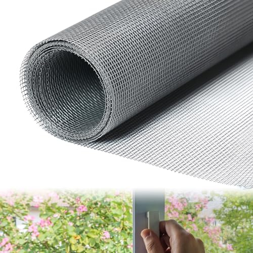 Zanzariera per finestra, con garza, 500 x 120 cm, per finestre, soggiorno, lucernario, porta del balcone, colore nero