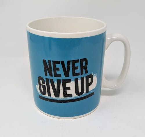 JRose Collections Taza gigante Never Give Up JR5101 de cerámica extra grande para café y té, taza jumbo Boss para The Ultimate Caffeine Fix JR5101