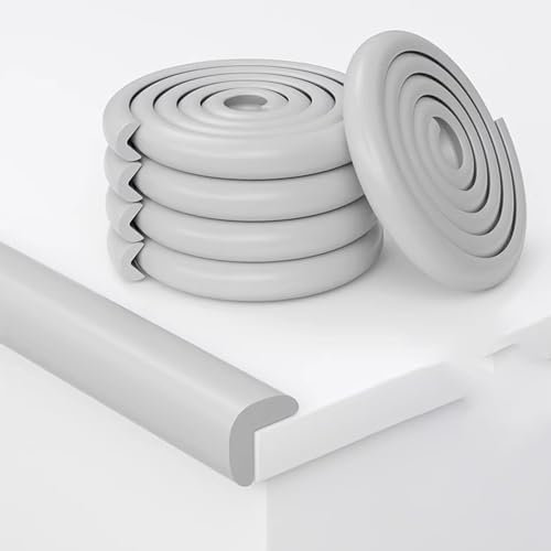 Liemuao Kantenschutz für Babys, 2 m L-Form, Schaumstoffrolle, Kanten und Ecken, super weich, geeignet für Glastisch und Büromöbel (Grau-A)