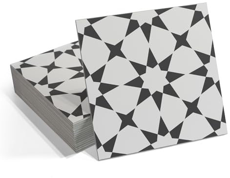 INNO STICKERS Peel and Stick Floor and Wall Tile for Bathroom Kitchen SPC Vinyl Self Adhesive Flooring Tile 9x9In Marrakech Patterned Groutble Backsplash Tile 16 Tiles, 9.12 Sq Ft.