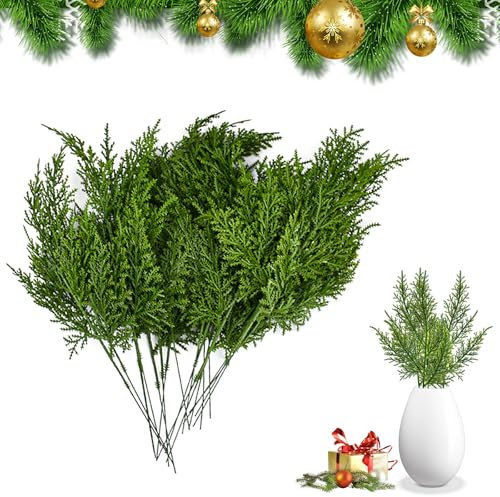 NAROSEBE Hojas de Pino Artificial Ramas Verdes Artificiales Ramas de Pino Artificial Hojas Verdes de Pino Artificiales para DIY Guirnaldas Adornos Navideños y Decoración de Jardín de Navidad