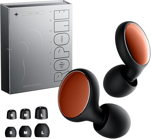 ROPONE Konzert Ohrstöpsel, 18dB&33dB Einstellbare Hi-Fi Konzert Ohrstöpsel für Konzerte, Musiker,Filme, Arbeit und Nachtleben- 6 Paar Ohrstöpsel in S/M/L&Transportbox (Roségold)