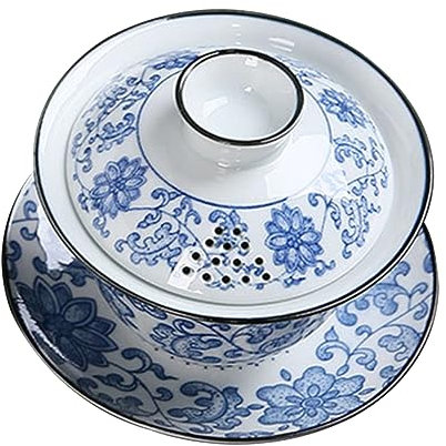 CIYODO Set di Tazze da tè in Ceramica Cinesi Tradizionali con Piattino E Coperchio Tazza da tè Stile Cinese Creativa Adatta Casa Ricevimenti Tavolo