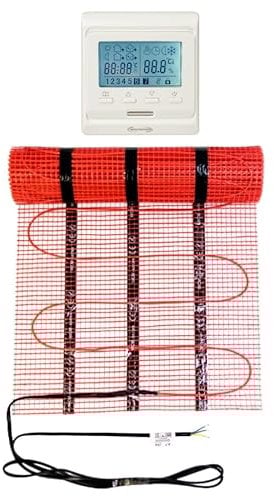 Warmcoin Juego de calefacción por suelo radiante eléctrico de 2 m², 160 W/m², termostato W51, color blanco con sensor mejorado, alfombrilla de calefacción para laminado, vinilo, baldosas, juego