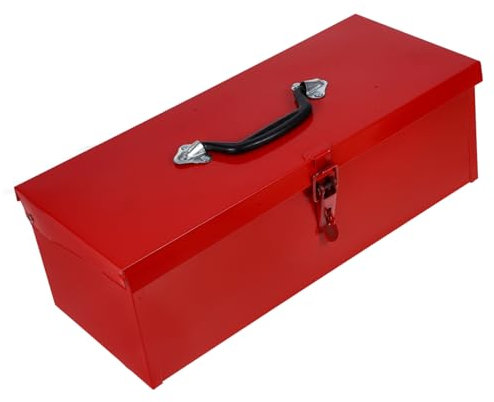 HOMSFOU Werkzeugkasten Rot Tragbar Aus Eisenblech Mit Griff Aufbewahrungsbox Für Werkzeuge Haushalts-werkzeugset Organizer Platz Für Nägel Schrauben Und Beschläge