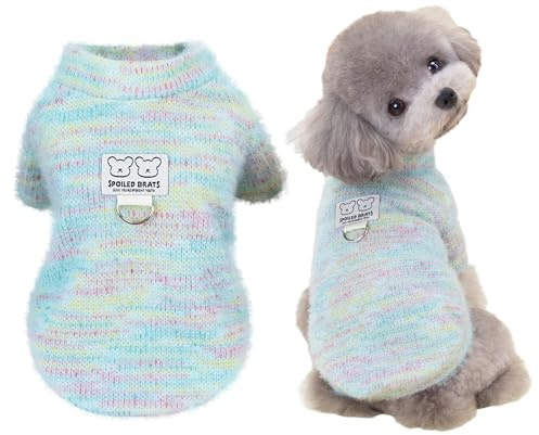 YAODHAOD Hundepullover für Kleine Hunde, Katzenpullover,Strickpullover Plüsch Weich Comfort Warm für Kleine Hunde und Katzen (Blau, M)