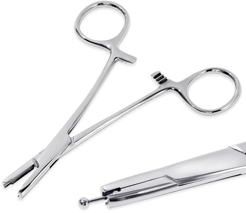 Longbeauty Edelstahl Piercing Zange Werkzeug Piercing Kugeln Klemme für Änderung von Ohr Lippe Bauchnabel Zunge Nasen Augenbrauen, 4MM