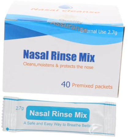 EXHUMKY Paquetes de Sal para Enjuague Nasal 40 Sobres sin Instantánea para Limpieza Nasal Uso Diario para Adultos