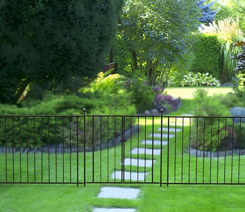 122cm Abbey Road Fence Section Black Galvanised Steel Panacea Fence System