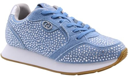 LIU JO Sneakers Denim VIBE03 Scarpe Rosa Sportive Donna Camoscio e Tessuto con Suola Dentellata Alta 3 cm (Blu, Sistema Taglie Calzature EU, Adulto, Donna, Numero, Media, 38)