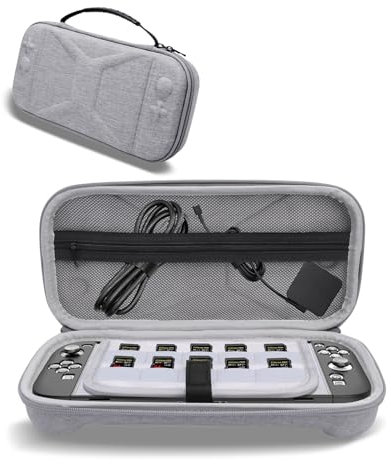 NINKI Custodia portatile da viaggio per Nintendo Switch 2, custodia rigida Eva protettiva Switch 2, custodia con slot per 10 giochi, borsa da viaggio per Nintendo Switch 2, colore grigio