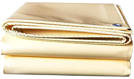 Bâche de protection en PVC beige robuste 500 g/㎡ imperméable pour meubles d'extérieur, tapis de sol, bûche de foin, remorque 1,5 x 4 m avec œillets métalliques