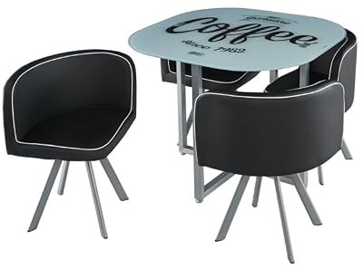 Atrapamuebles Pack Mesa + 4 Sillas Graph Coffee Negra