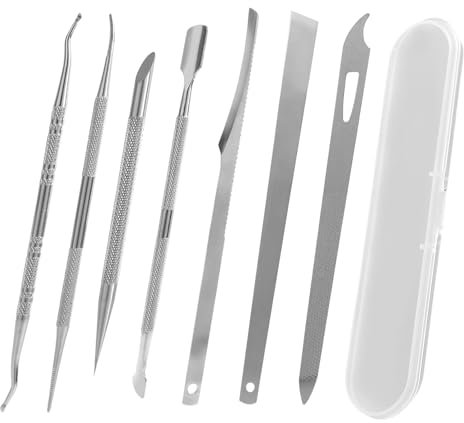 Set da 7 pezzi con lime e sollevatori per unghie incarnite, set in acciaio inossidabile per la rimozione delle unghie incarnite, pulisciunghie per la cura delle unghie, strumenti per pedicure, manicur