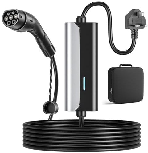 Zyncove EV Charger Cable Type 2 to 3 Pin Plug, 15M 10A 2.3kW Home and Portable Electric Car Charger, IP67/IP65 Waterproof with LED Indicator, Portable Compatible with EVs & PHEVs