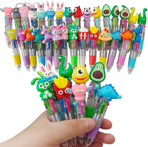 Surcotto 30Pcs Mini Pens,Party Bag Fillers,Multi Coloured Party Bag Pen Easter Basket Stuffers All In One 4 In 1 Novelty Pens Favours For Student Gifts