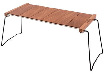 ZJchao Klappbarer Campingtisch, Tragbarer IGT-Tisch mit 6 Holzbrettern, Edelstahlrahmen für Outdoor-Camping, Picknick, Grillen, Angeln, Roadtrips