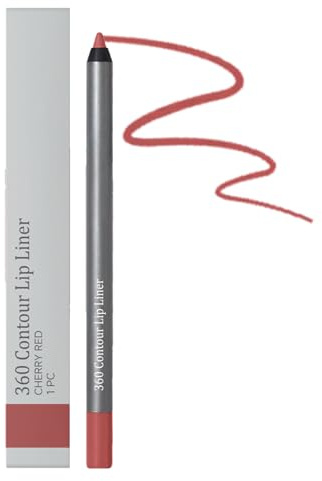 Cherry Red Lip Liner Pencil - Waterproof & Long Lasting Matte Lipliner - 360 Contour Lipliner Silky Smooth - Nude Lip Liner for Women Makeup