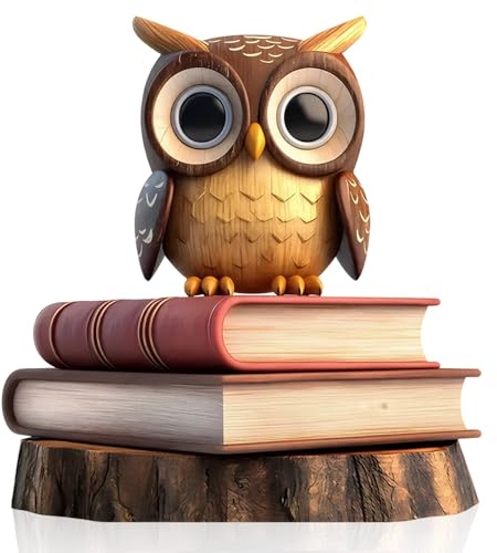 Eule Dekofiguren Wohnzimmer, 2D Flach Deko Eule Figuren, Eulen Geschenk | Geburtstagsgeschenk Eule Moderne Dekofigur, Holz Deko Figuren Eule, Lustige Holzfiguren für Schreibtisch Bücherregal Deko