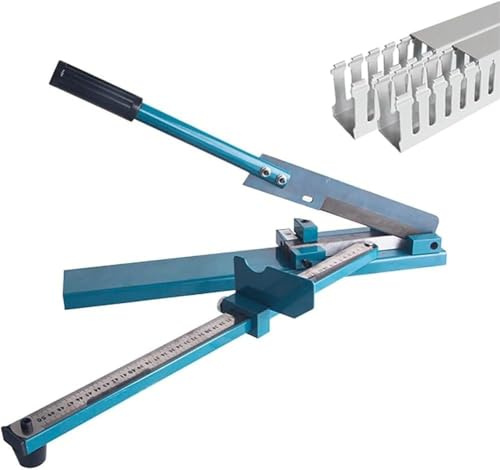 HTDRE Manueller DIN-Schienen- und PVC-Kabelkanalschneider, Tischgerät zum Schneiden von Kunststoff-Kabelkanälen mit einstellbaren 45°/90°-Winkeln für PE-Rohre und -Schläuche
