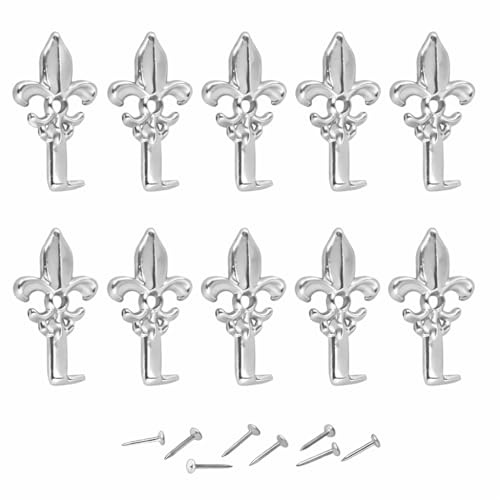 PinoLab Ganci per Quadri a Forma di Giglio con Viti – Set 10 Pezzi in Metallo – Ganci Decorativi Resistenti per Appendere Quadri, Cornici, Tende e Decorazioni Casa (Argento)