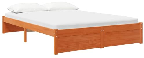 vidaXL Bettrahmen Massiv-Kiefer, Stylischer, robuster Holz-Bettrahmen, rechteckig, mit Latten, minimalistisch, funktionale Schlafzimmermöbel