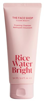 The Face Shop Rice Water Bright Foaming Cleanser, Hydrating Korean Face Wash with Ceramides, Deep Pore Cleansing, All Skin Types, Gentle Skincare, Vegan, 5.0 fl. oz.